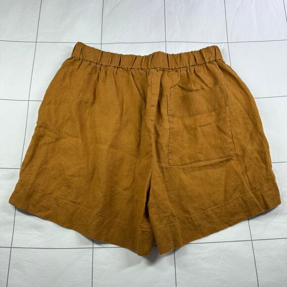Everlane Shorts Womens Medium Orange Brown Linen Boxer Relaxed Pull On Travel - Picture 4 of 14